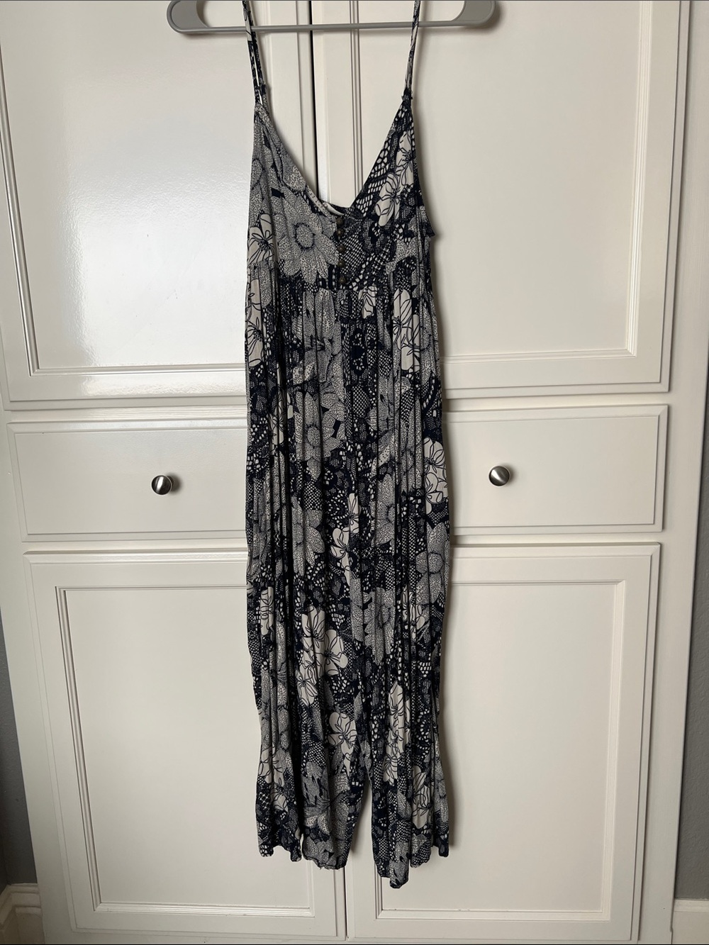 Navy Blue and White Floral Jumper